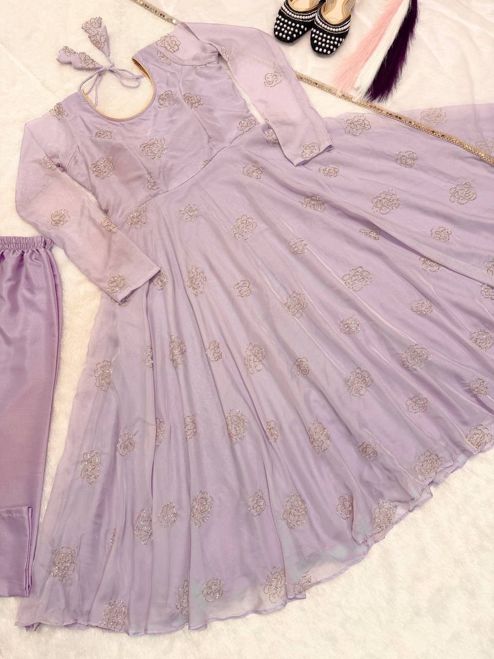 The Ethereal Sage Gilded A-Line Couture